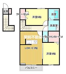 ベルクレージュ鍋島駅前 2階2LDKの間取り