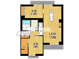 シャーメゾン若宮 2階2LDKの間取り