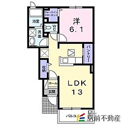 コートカルムA 1階1LDKの間取り