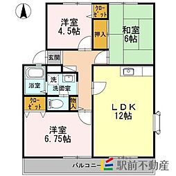 サントゥール溝田B 3LDKの間取図画像