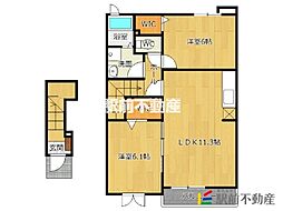 ヒ−リング山領 2階2LDKの間取り