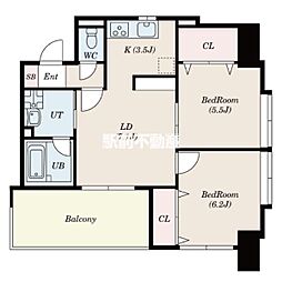サムティ佐賀駅前Serena 4階2LDKの間取り