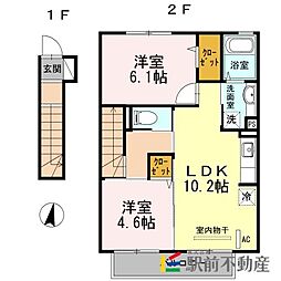 サンドハウスA 2LDKの間取図画像