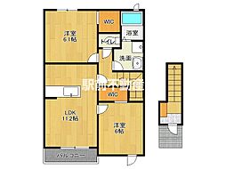 スクオーラ・プレッソ 2LDKの間取図画像