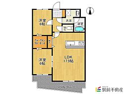 CHANTE大財 2LDKの間取図画像