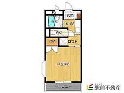 アーバン田代2 1Kの間取図画像