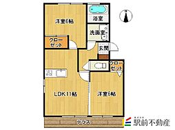 ラ・カーサミーアB 2LDKの間取図画像
