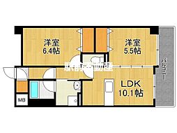 モンヴィラージュ佐賀駅前 2LDKの間取図画像