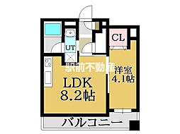 ビュークレスト佐賀駅前 1LDKの間取図画像
