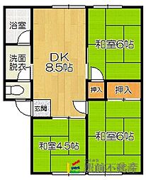 コーポ八田 3DKの間取図画像