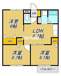 パークサイドB 3DKの間取図画像