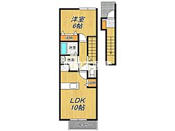 セントラルビレッジB 1LDKの間取図画像
