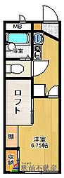 レオパレス多布施 1Kの間取図画像