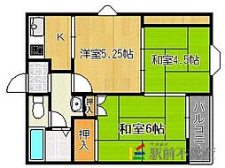 コーポカトー 3Kの間取図画像