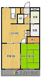 中川グリーンハイム 2DKの間取図画像
