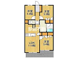 RJRプレシア佐賀 3LDKの間取図画像