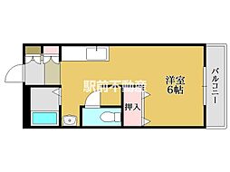 唐人パルビル ワンルームの間取図画像