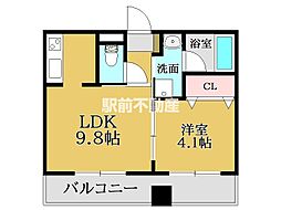 ビュークレスト佐賀駅前 1LDKの間取図画像