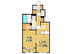サイドコート多布施 1LDKの間取図画像
