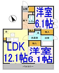 ディアコート 2LDKの間取図画像