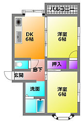 ヒルストーン 2DKの間取図画像