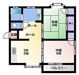 光陽ハイツ 2DKの間取図画像