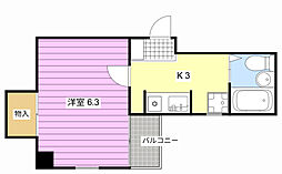 ルミシア2 1Kの間取図画像