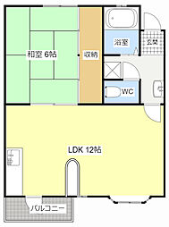 コーポ与進 1LDKの間取図画像
