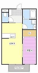 ヴィヴァーチェB 1LDKの間取図画像