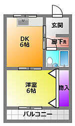 ローレルハイツ 1DKの間取図画像