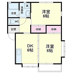 アビタシオン1 2DKの間取図画像