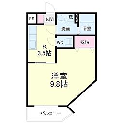 ティアラ植松 1Kの間取図画像