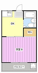 コーポ桂 1DKの間取図画像