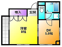 アパーション秀浩 1DKの間取図画像