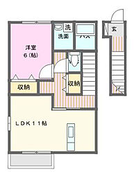 グランヒルA 1LDKの間取図画像