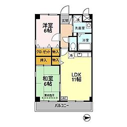 ケイパレス2 2LDKの間取図画像