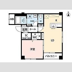 ラルバディセコンド 1LDKの間取図画像
