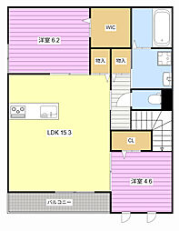 エルガーデン早出 2LDKの間取図画像