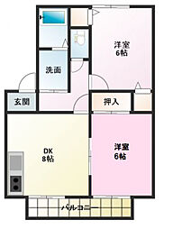 サンパティーク 2DKの間取図画像