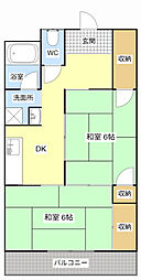 高橋ハイツ 2DKの間取図画像
