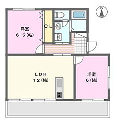 上島マンション 2LDKの間取図画像