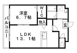 アベニュー上島2 1LDKの間取図画像