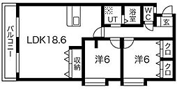 丸竹マンション 2LDKの間取図画像