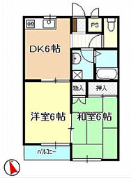 カトレアハイツ 2DKの間取図画像