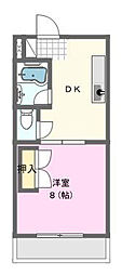 サンルート第2マンション 1DKの間取図画像