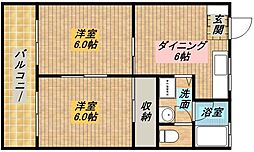 マンションプランタン2 2DKの間取図画像
