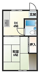 サンワハイツ. 1DKの間取図画像