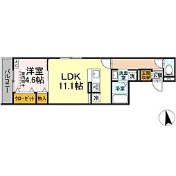 Merci 1LDKの間取図画像