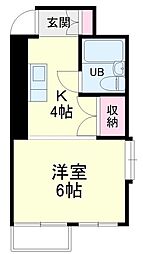 グロリア 1Kの間取図画像