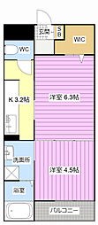 ヒルズ桜坂 2Kの間取図画像